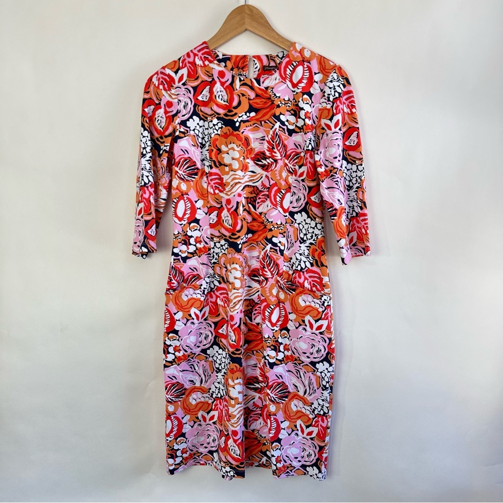 J. McLaughlin Paisley Bright Colorful Floral Half Sleeve Midi Dress